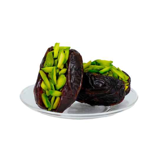 STUFFED DATES W/ PISTACHIO SLICE